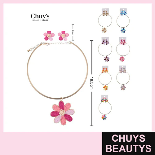 Pendientes Artesanales y Collar Floral - Chuys Beautys | Chuys Beautys