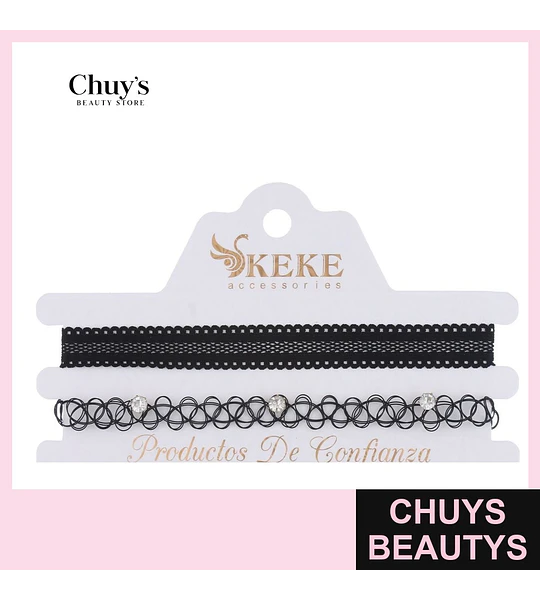 Choker Negro con Detalles Brillantes