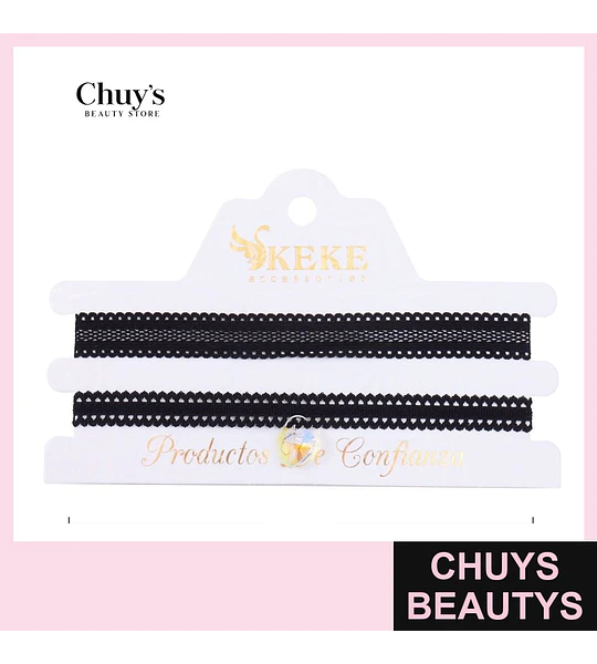 Choker de encaje negro 35 cm