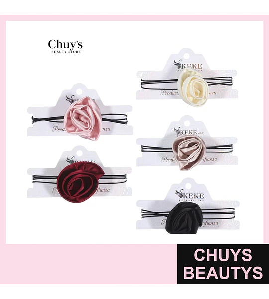 Choker de Satén con Diseño de Rosa