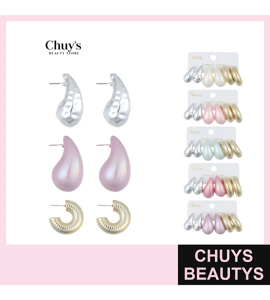 Pendientes 3 Pcs 1.8-3.2cm