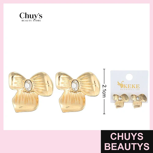 Pendientes dorados con lazo - Chuys Beautys | Chuys Beautys