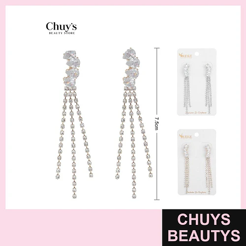 Pendientes largos de brillos - Chuys Beautys | Chuys Beautys