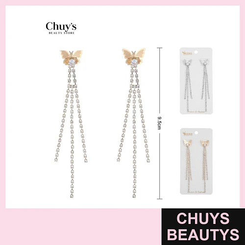 Pendientes largos de brillos - Chuys Beautys | Chuys Beautys