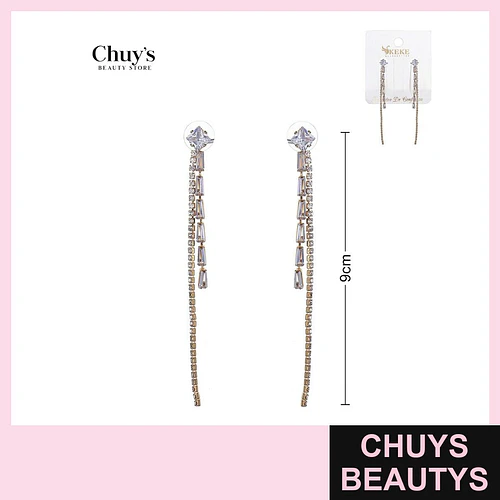 Pendientes largos de brillos - Chuys Beautys | Chuys Beautys