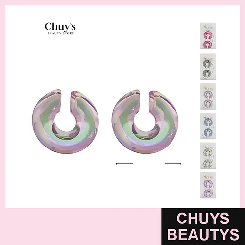 Aros Solitarios Pendientes Iridiscentes - Chuys Beautys | Chuys Beautys