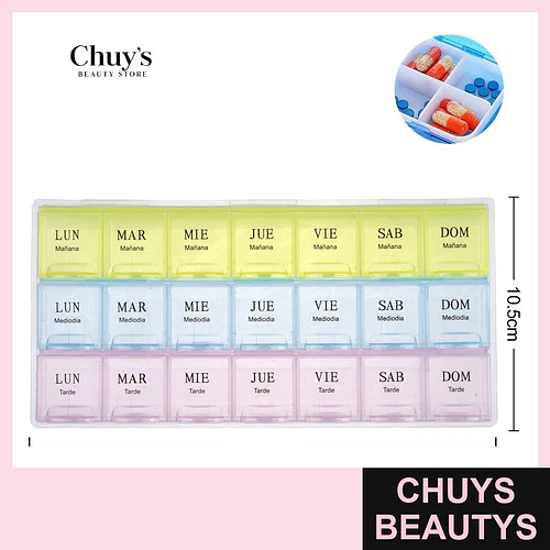 Pastillero 21 Compartimientos 21.5x10.8cm - Chuys Beautys | Chuys Beautys