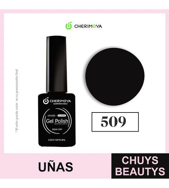 Esmalte Gel Polish UV/LED Negro Clásico 509 Cherimoya 8ml