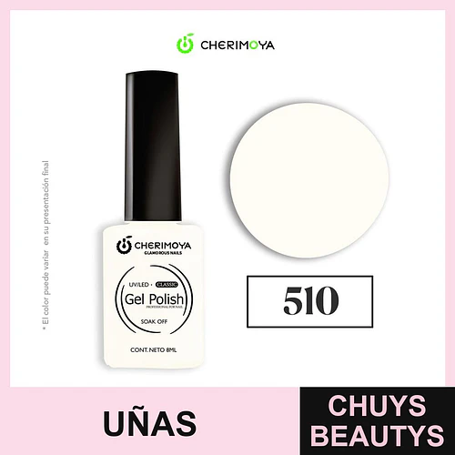 Esmalte Gel UV/LED Cherimoya Classic Tono Blanco Cremoso 510 8ml - Chuys Beautys | Chuys Beautys