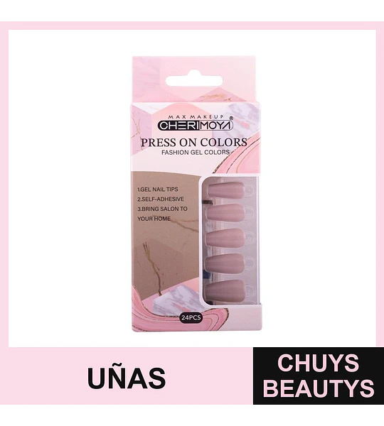 Uñas postizas autoadhesivas Cherimoya Press On Colors Nude 24 piezas