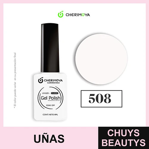 Esmalte Gel Polish UV/LED Blanco Puro N°508 Cherimoya 8ml - Chuys Beautys | Chuys Beautys