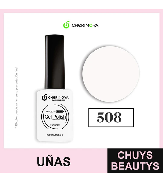 Esmalte Gel Polish UV/LED Blanco Puro N°508 Cherimoya 8ml