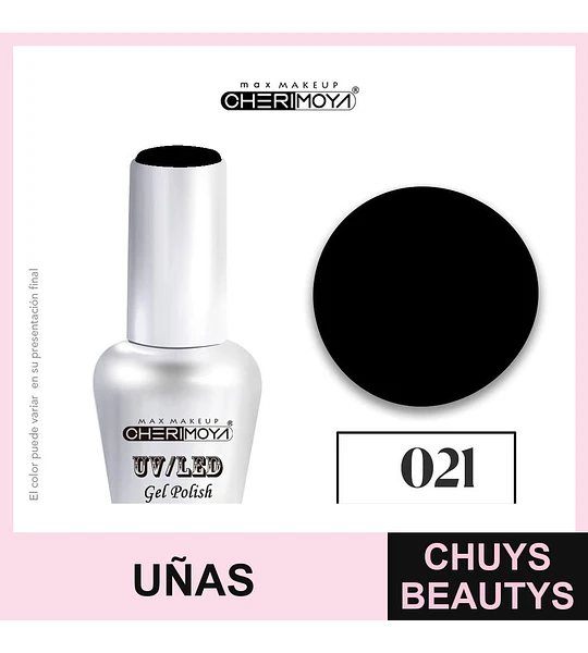 Esmalte Gel UV/LED Cherimoya Negro Intenso #021 15ml