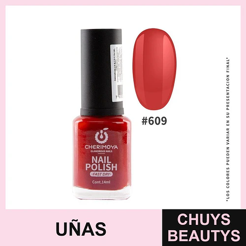 Esmalte de Uñas Rojo Intenso #609 Cherimoya Fast Dry 14ml - Chuys Beautys | Chuys Beautys