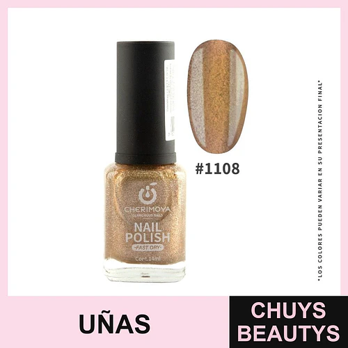 Esmalte de Uñas Fast Dry #1108 Dorado Brillante Cherimoya - Chuys Beautys | Chuys Beautys