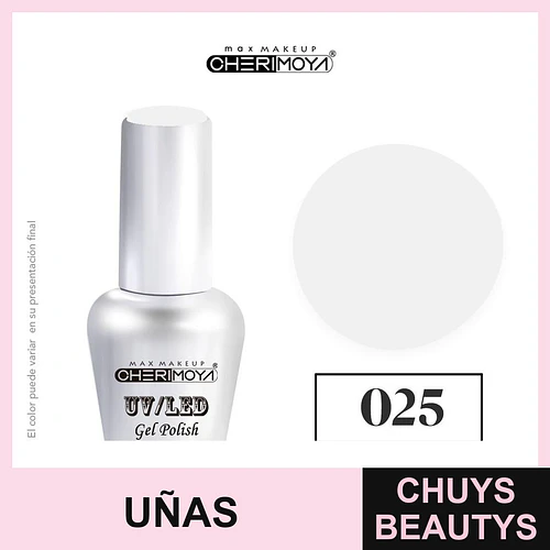 Esmalte Gel UV/LED Cherimoya Soak Off 025 Blanco 15ml - Chuys Beautys | Chuys Beautys