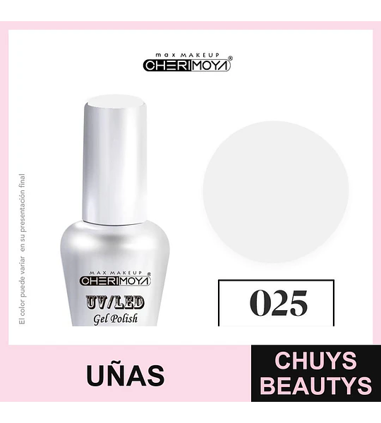 Esmalte Gel UV/LED Cherimoya Soak Off 025 Blanco 15ml