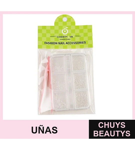 Set de accesorios para uñas con cuentas y pinza Cherimoya