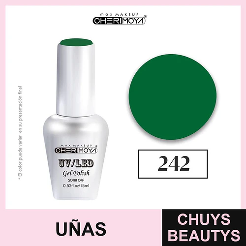 Esmalte Gel UV/LED Cherimoya 242 Verde Oscuro 15ml - Chuys Beautys | Chuys Beautys