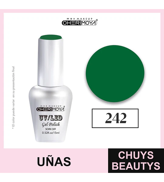Esmalte Gel UV/LED Cherimoya 242 Verde Oscuro 15ml