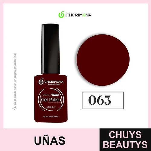 Gel Polish Cherimoya Clásico 063 Rojo Oscuro 8ml - Chuys Beautys | Chuys Beautys