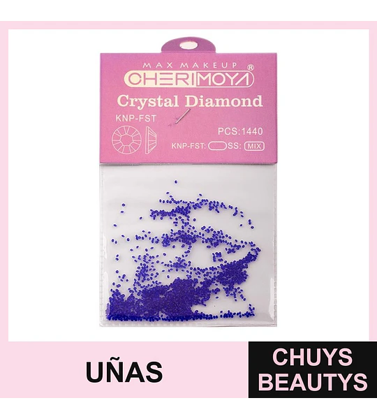 Cristales para uñas Cherimoya Crystal Diamond Azul Mix 1440 piezas