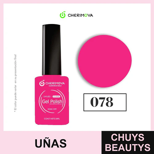 Esmalte Gel Polish Classic UV/LED 078 Rosa Intenso 8ml Cherimoya - Chuys Beautys | Chuys Beautys
