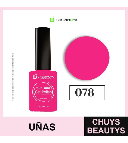 Esmalte Gel Polish Classic UV/LED 078 Rosa Intenso 8ml Cherimoya