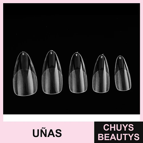 Uñas Postizas Stiletto Transparentes Cherimoya Tallas Variadas - Chuys Beautys | Chuys Beautys
