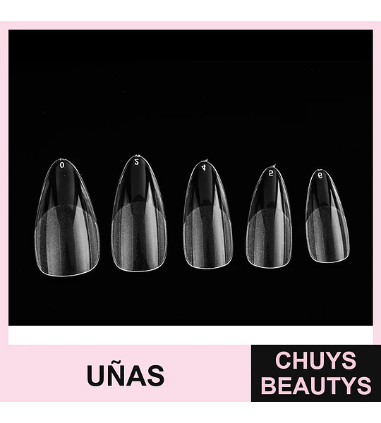 Uñas Postizas Stiletto Transparentes Cherimoya Tallas Variadas