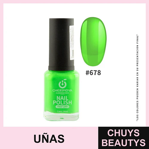 Esmalte de uñas Cherimoya Nail Polish Fast Dry 14ml #678 Verde Neón - Chuys Beautys | Chuys Beautys