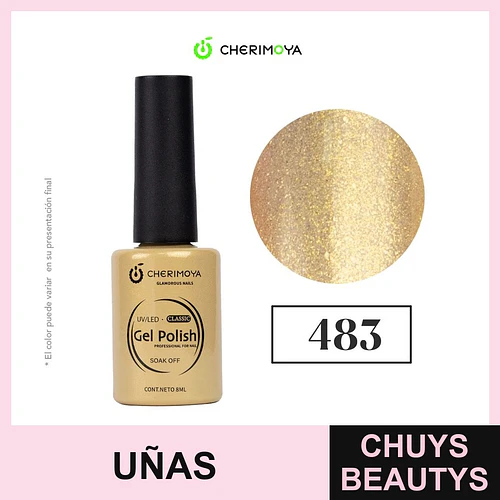 Esmalte Gel Polish Classic 483 Dorado Brillante Cherimoya Profesional 8ml - Chuys Beautys | Chuys Beautys