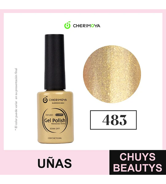 Esmalte Gel Polish Classic 483 Dorado Brillante Cherimoya Profesional 8ml