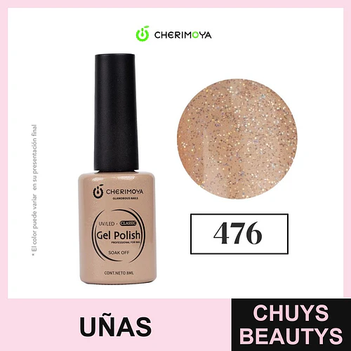 Esmalte Gel Polish Classic 476 con Glitter Cherimoya - Chuys Beautys | Chuys Beautys