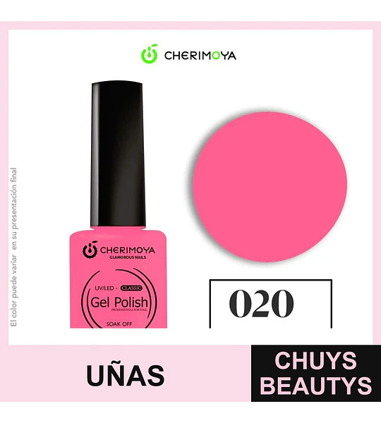 Esmalte Gel Polish UV/LED Clásico 020 Rosa Brillante Cherimoya 8ml