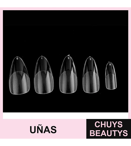 Uñas Postizas Acrílicas Transparentes Punta Stiletto Tallas Variadas