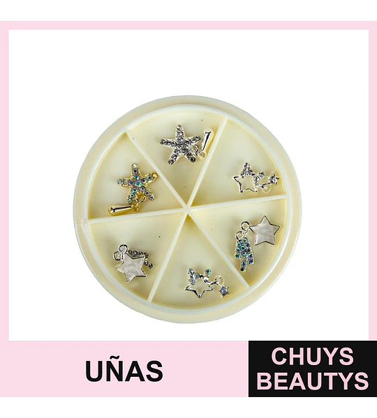 Set de dijes para uñas con estrellas y pedrería Cherimoya