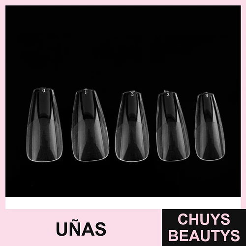 Uñas postizas coffin transparentes set x 5 unidades Cherimoya - Chuys Beautys | Chuys Beautys