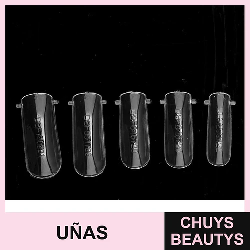 Uñas postizas transparentes con diseño de Cherimoya (pack de 5) - Chuys Beautys | Chuys Beautys