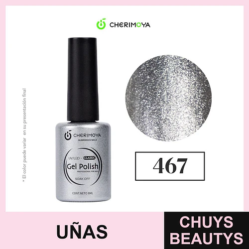 Esmalte Gel Polish Classic 467 Cherimoya Plata Brillante 8ml - Chuys Beautys | Chuys Beautys