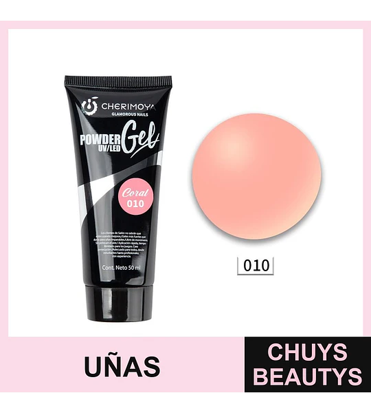 Gel para uñas Cherimoya Powder Gel Coral 010 UV/LED 50 ml