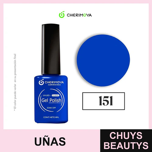 Esmalte Gel Polish Classic UV/LED Azul Eléctrico 151 Cherimoya 8ml - Chuys Beautys | Chuys Beautys