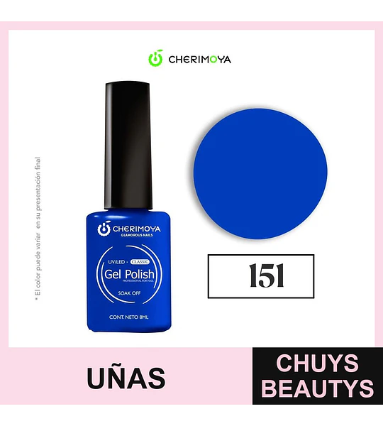 Esmalte Gel Polish Classic UV/LED Azul Eléctrico 151 Cherimoya 8ml