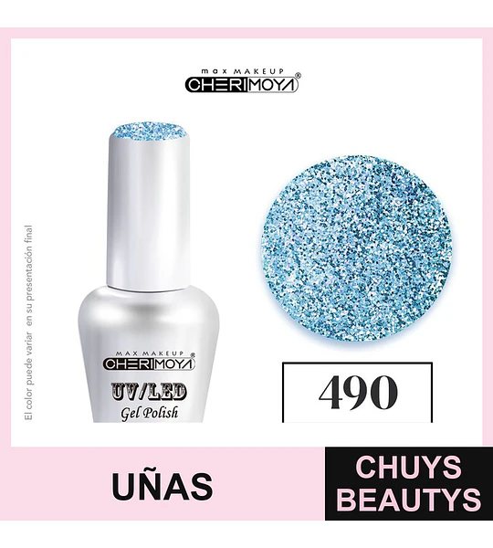 Esmalte Gel UV/LED Cherimoya 490 Glitter Azul 15ml