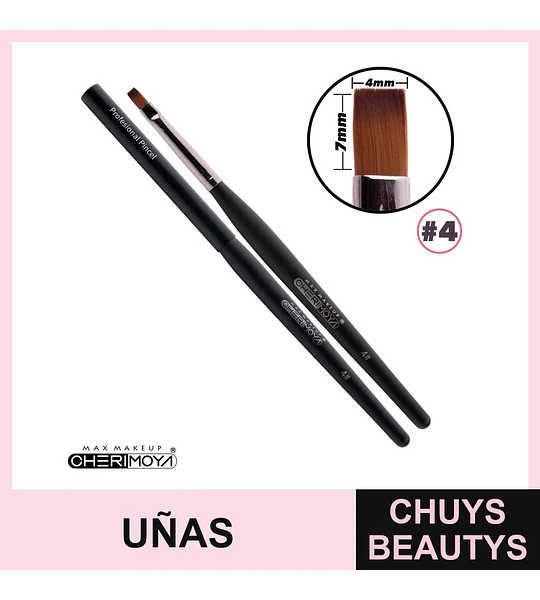 Pincel plano para uñas Cherimoya profesional #4 4mm x 7mm