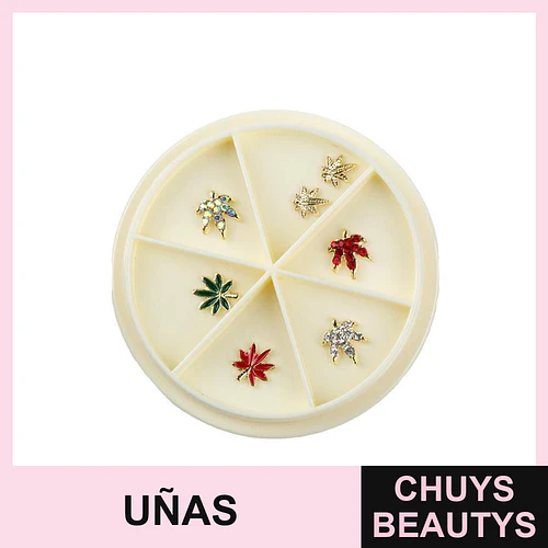 Adornos para uñas hoja de arce con pedrería Cherimoya - Chuys Beautys | Chuys Beautys