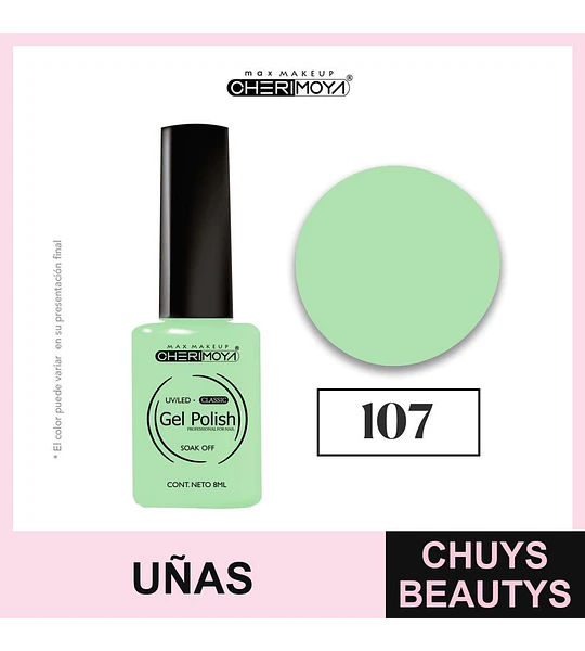 Esmalte Gel Polish Classic 107 Verde Menta Cherimoya 8ml