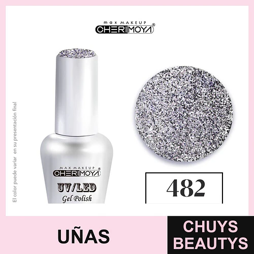 Esmalte Gel UV/LED Cherimoya 482 Glitter Plateado 15ml - Chuys Beautys | Chuys Beautys