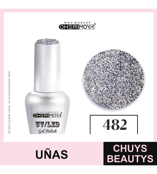 Esmalte Gel UV/LED Cherimoya 482 Glitter Plateado 15ml