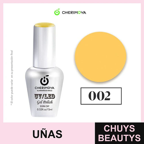 Esmalte Gel UV/LED Cherimoya 002 Amarillo 15ml - Chuys Beautys | Chuys Beautys